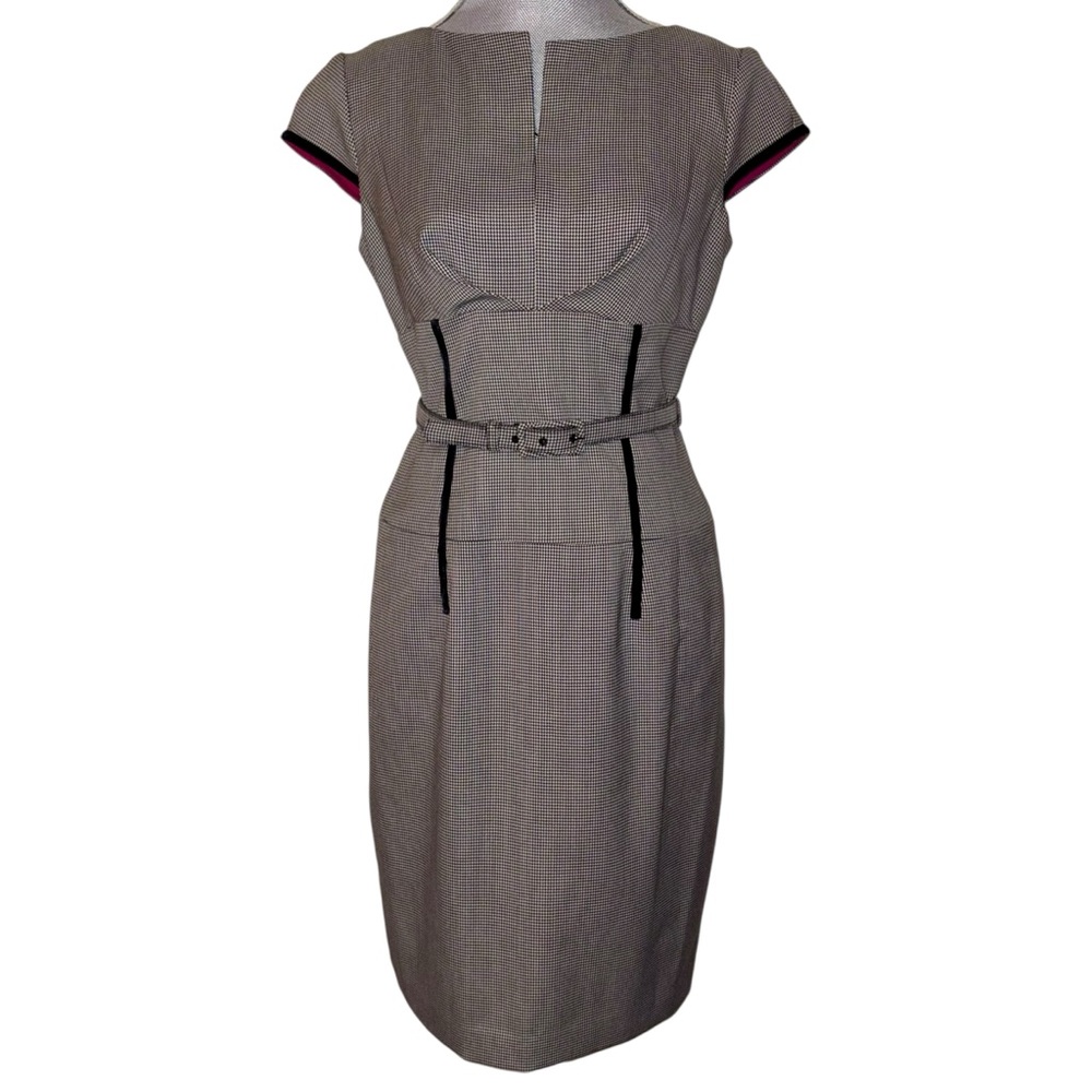 Anne Klein Houndstooth Belted Sheath Dress